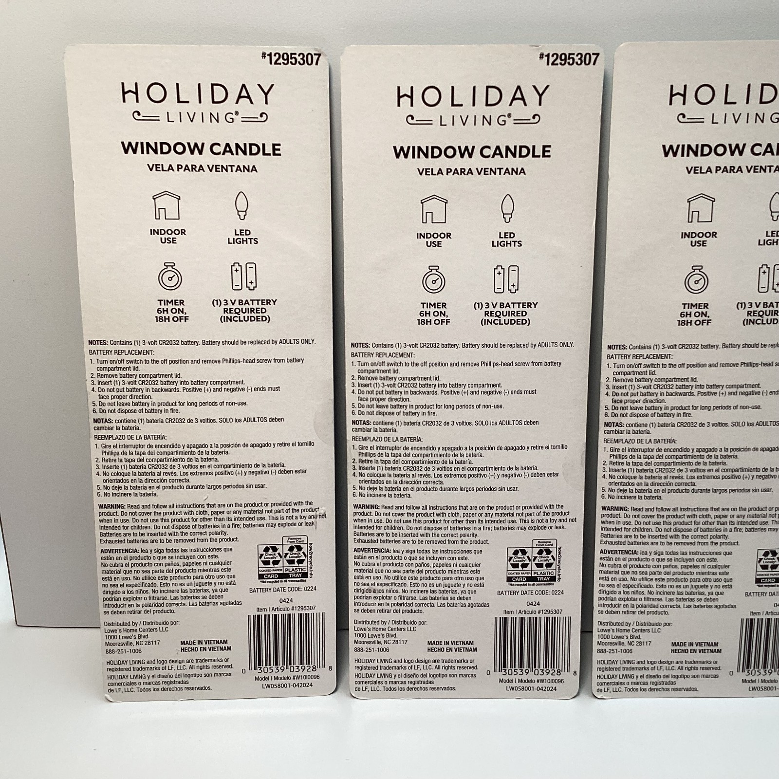 Holiday Living W10I0096 LED Window Candle with Timer Lot of 4 – #1295307 – New
