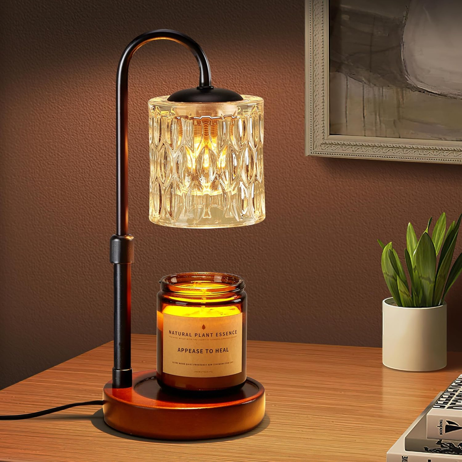 Dimmable Candle Warmer Lamp with Timer, Adjustable Height Electric Wax Warmer