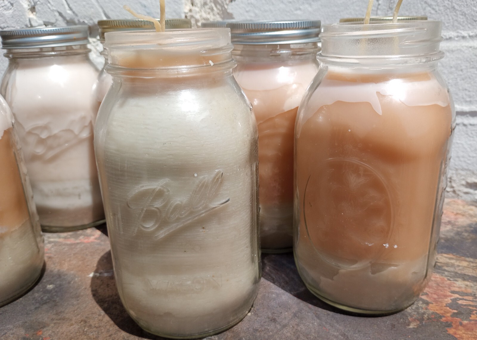 CALICO WAX CANDLES IN BALL QUART JARS–DOUBLE HEMP WICK–UPCYCLABLE & CUSTOMIZABLE