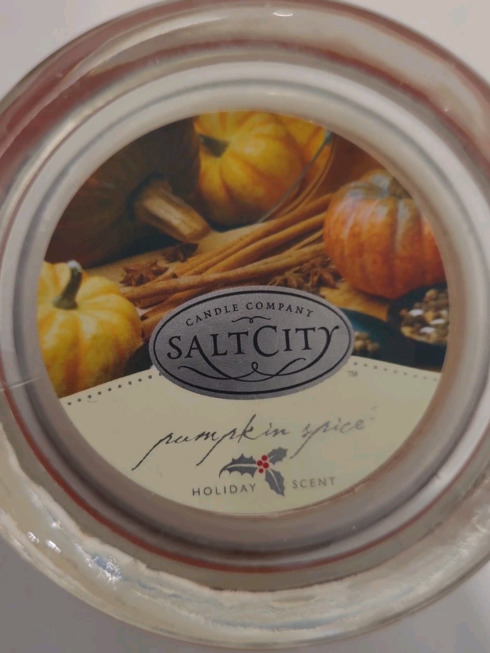 2 Salt City Candle Company Pumpkin Spice 26oz Glass Jars Retired 1 Half (B1-C6)