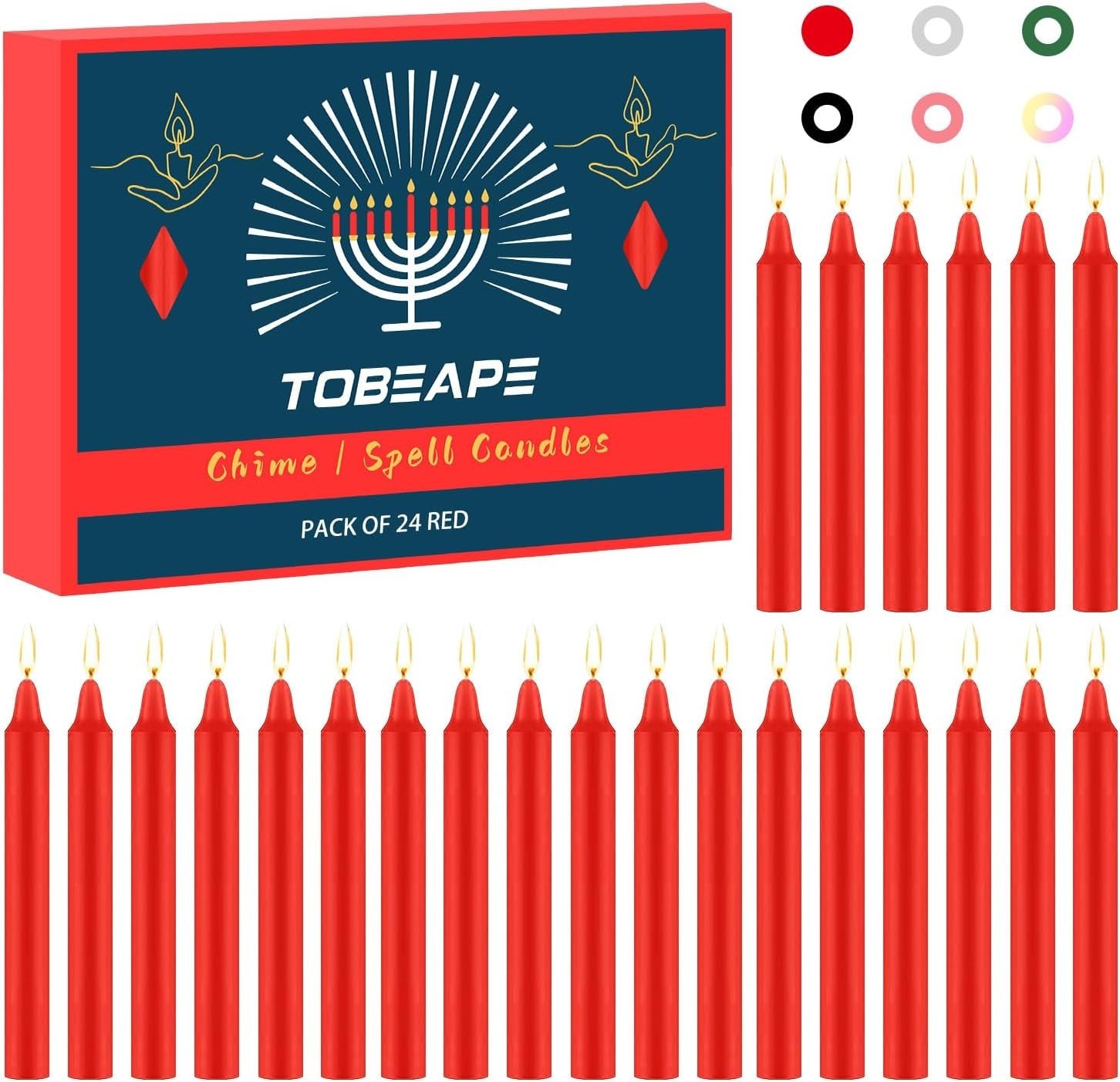24-Pack of 4-Inch Red Unscented Taper Candles – Perfect for Spiritual Practices