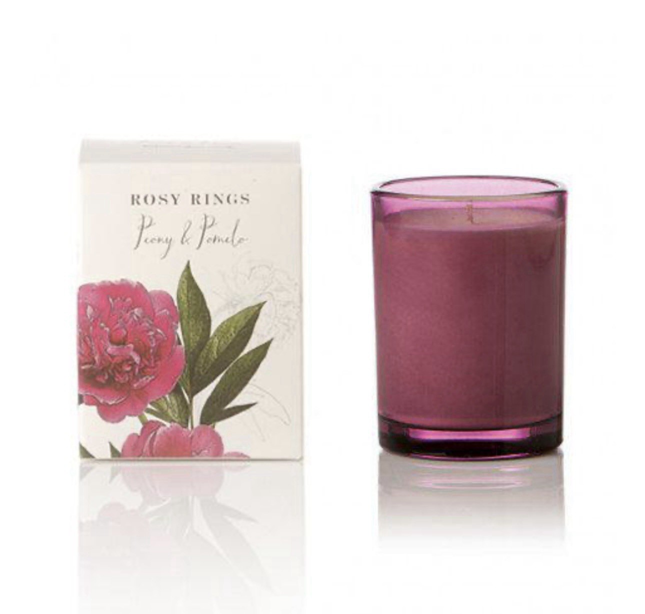 New In Box Rosy Rings Peony & Pomelo Candle 17 Oz