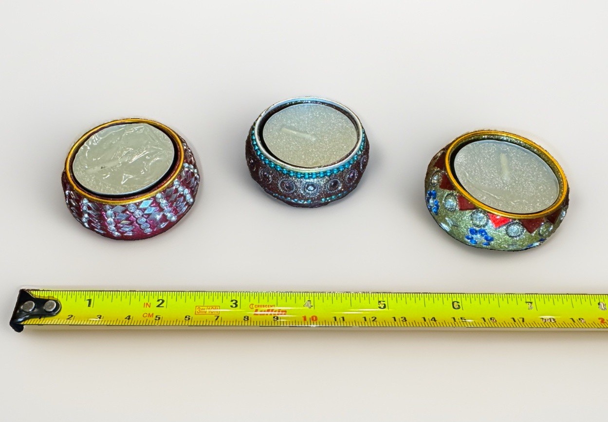 Festival Of Lights, India, Set Of Three Decorative Votives. B-FoL-3
