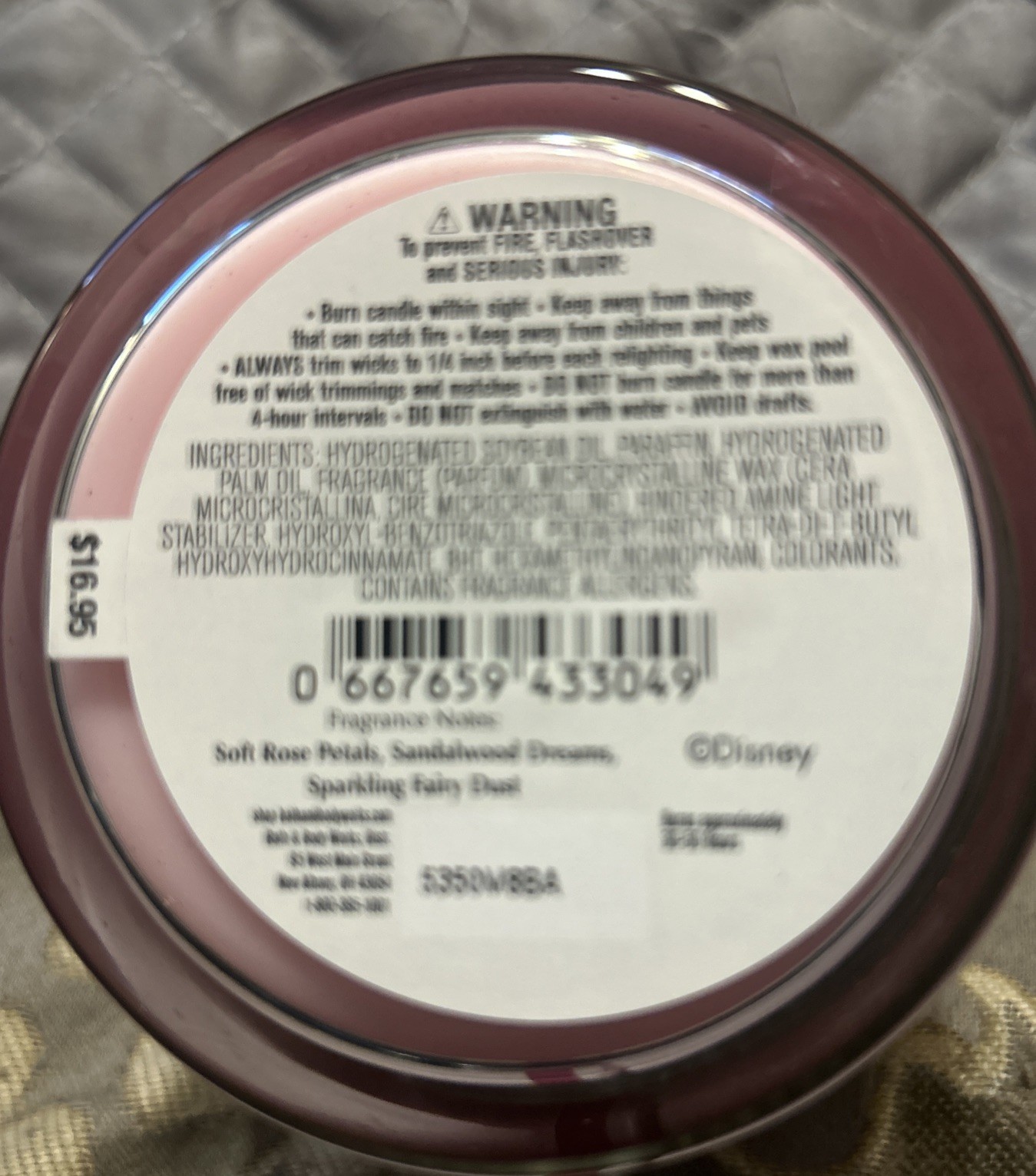 Bath & Body Works DISNEY PRINCESS AURORA Single Wick Candle 8 oz NEW