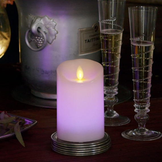 2-Pack: Luminara Flameless 4″ Color Changing Wax Pillars Set