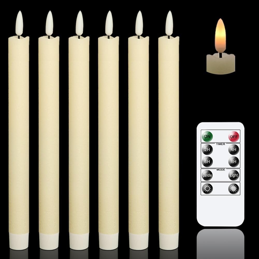 6 Ivory Flameless Candles with Dimmable Brightness & Timer – Safe Tabletop Decor