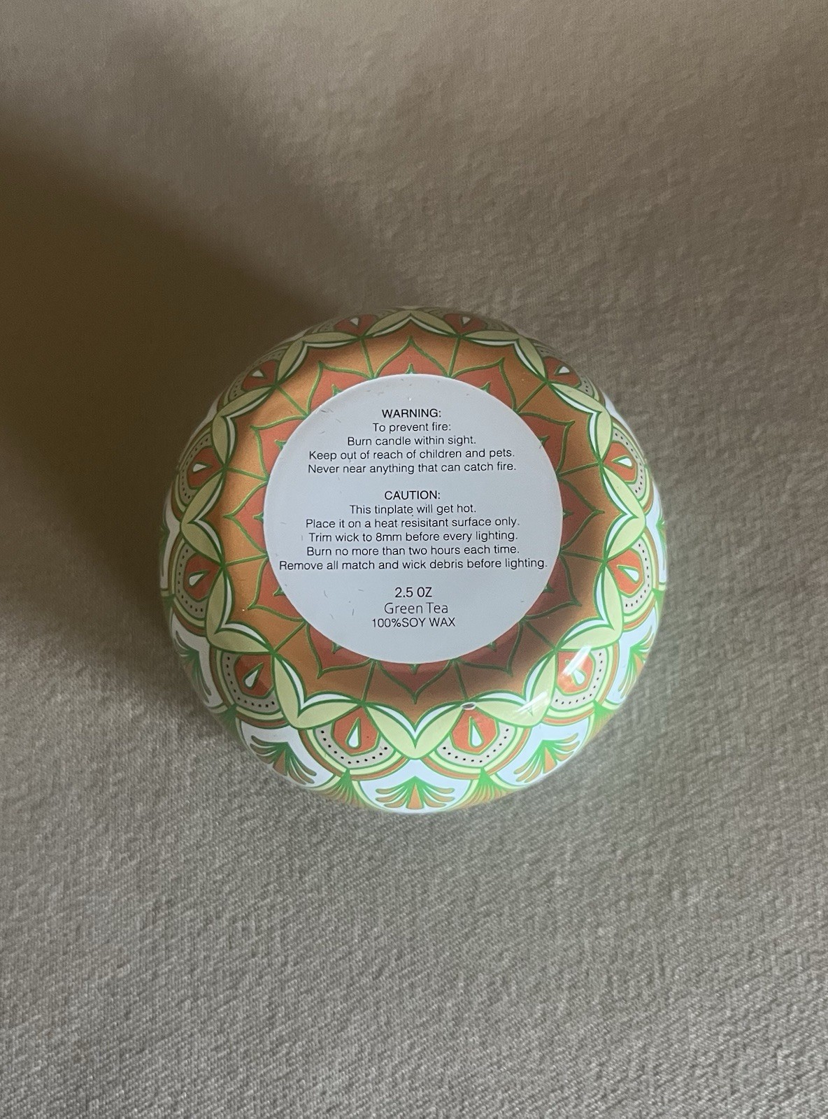 Amorxiao Duftkerzen 2.5 Oz “Green Tea” Scented Soy Wax Candle In Tin~2 1/2”, New