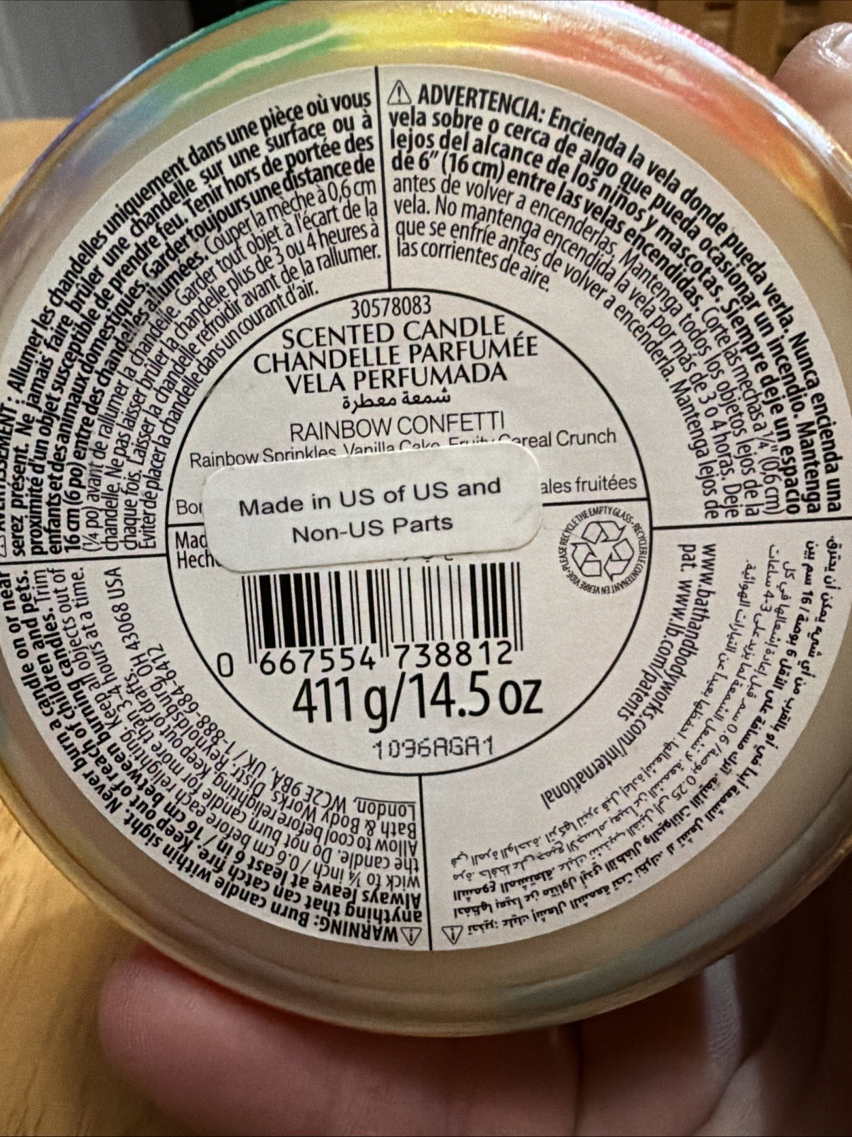 Bath & Body Works Rainbow Confetti 3-Wick Scented Candle