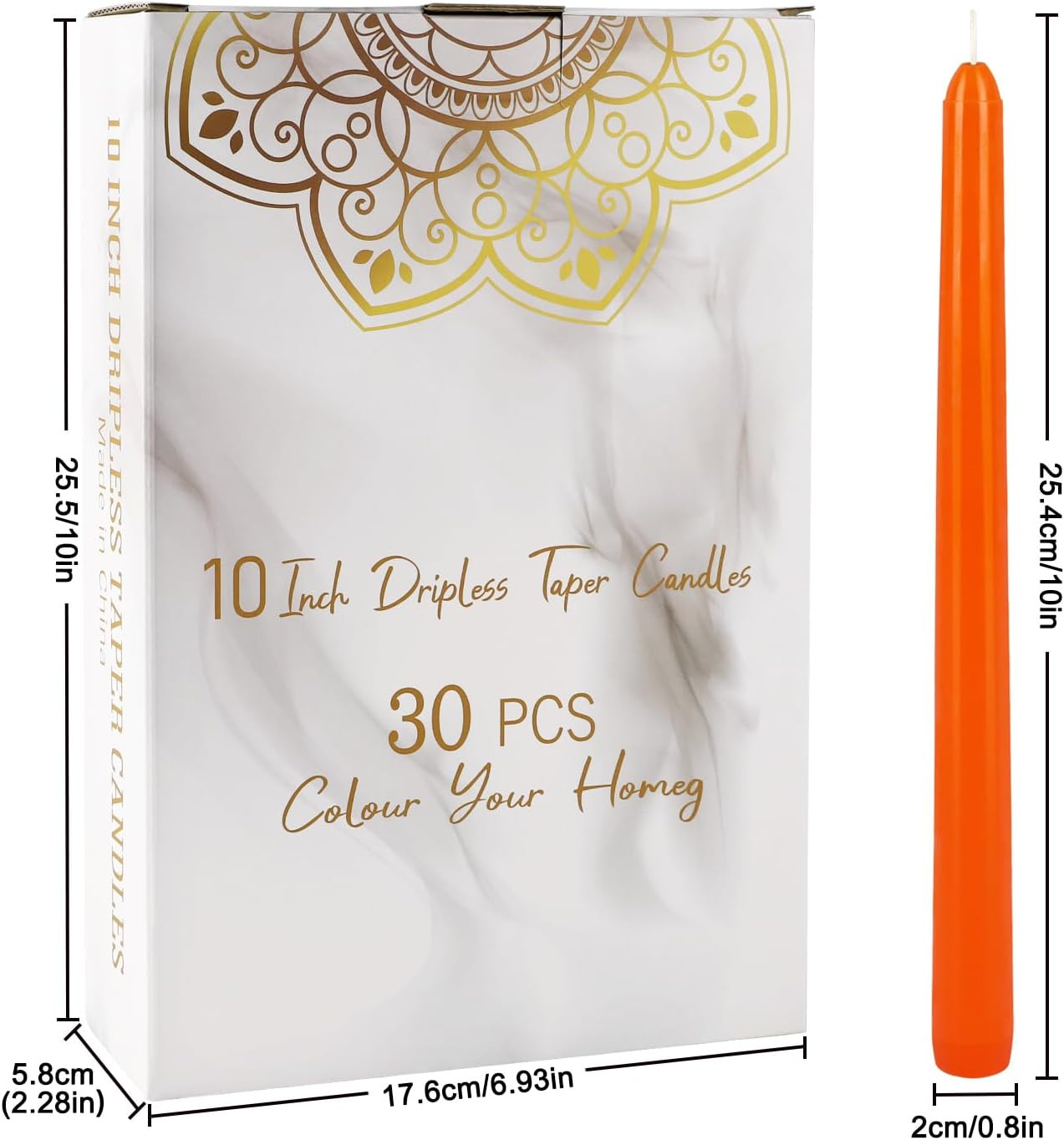 30 Pack 10 Inch Assorted Color Spell Taper Candles –Unscented Dripless,Taper Can
