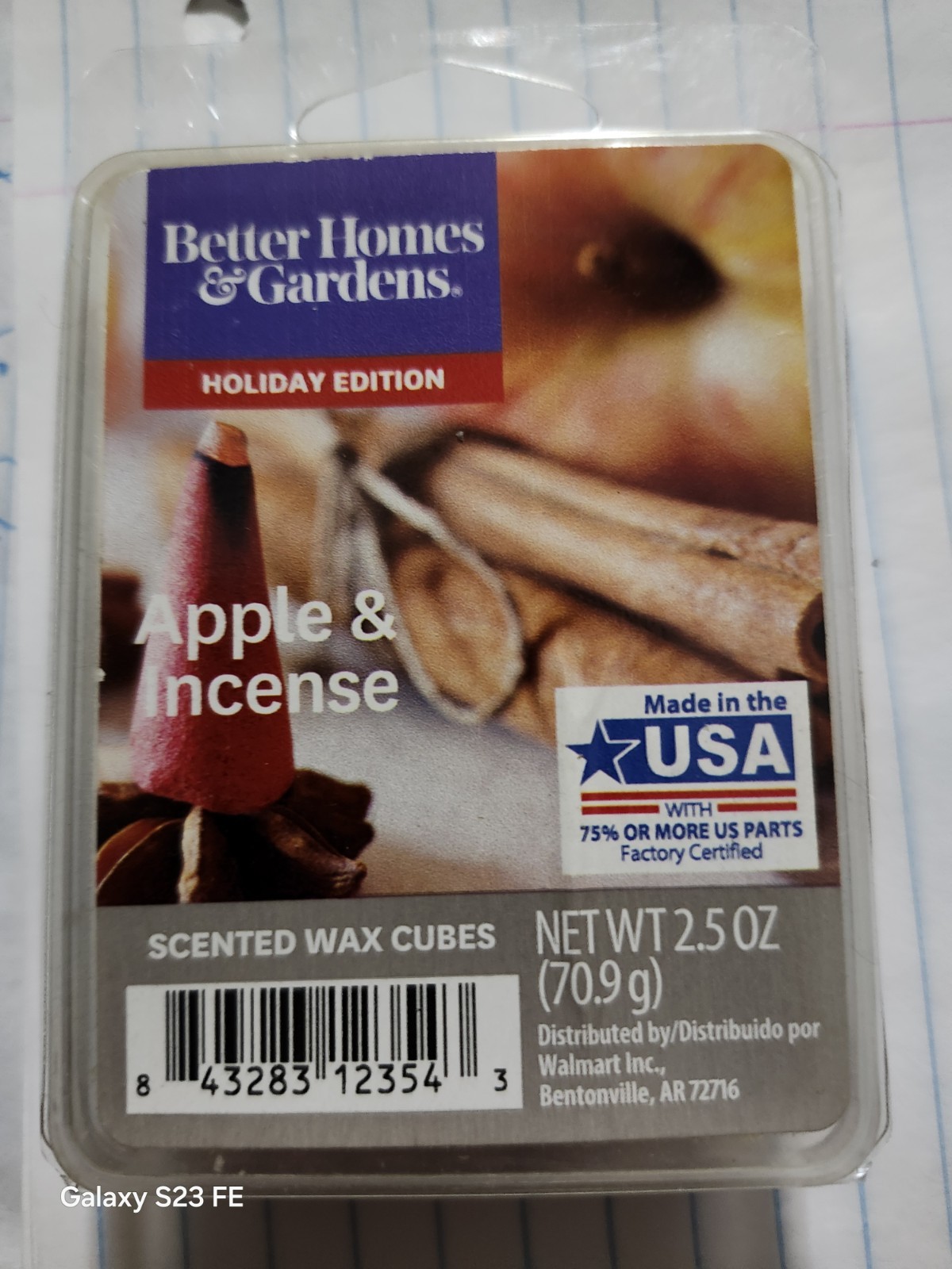 Better Homes & Gardens Wax Melt NEW Apple & Incense