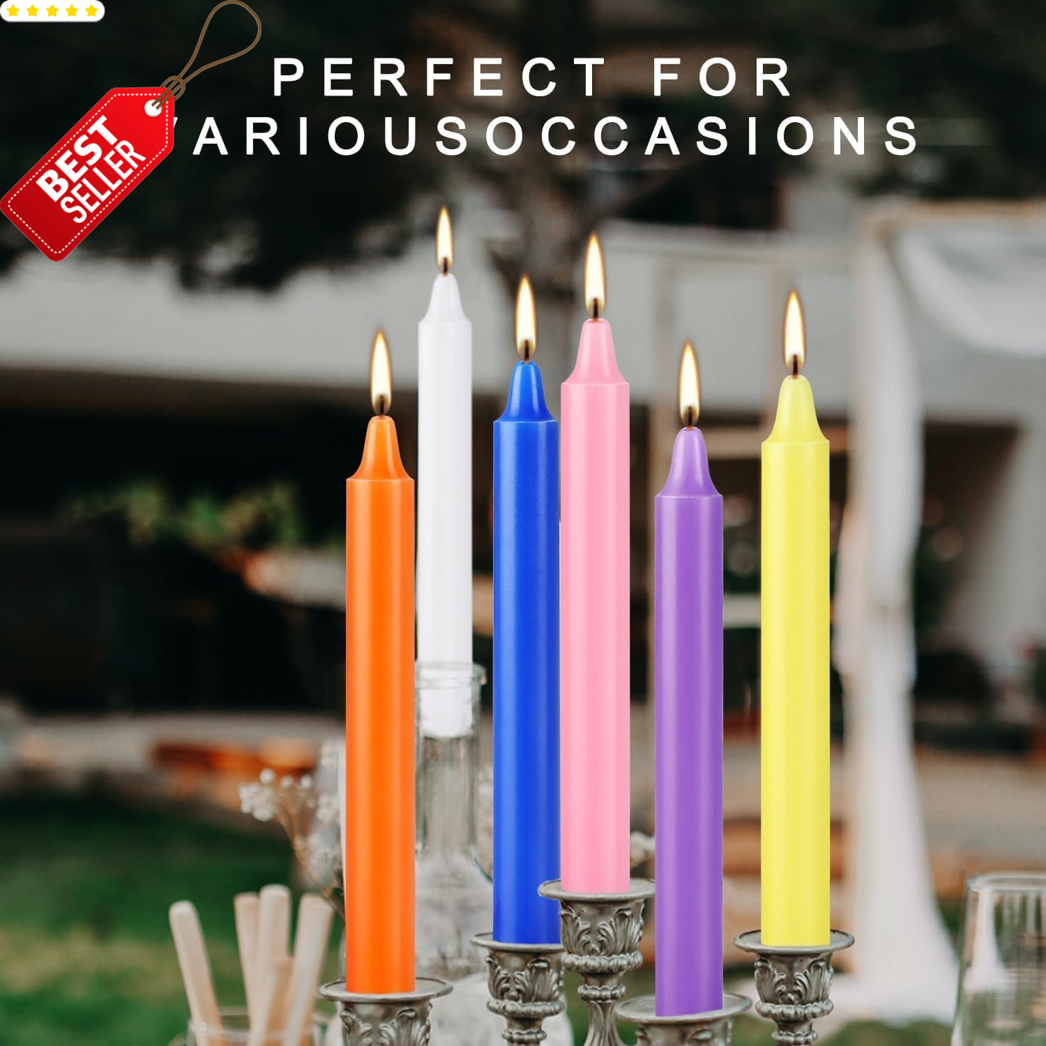 40 Pack Spell Chime Candles-4 Inch Multi-Colored Taper Candles Sticks-For Home D