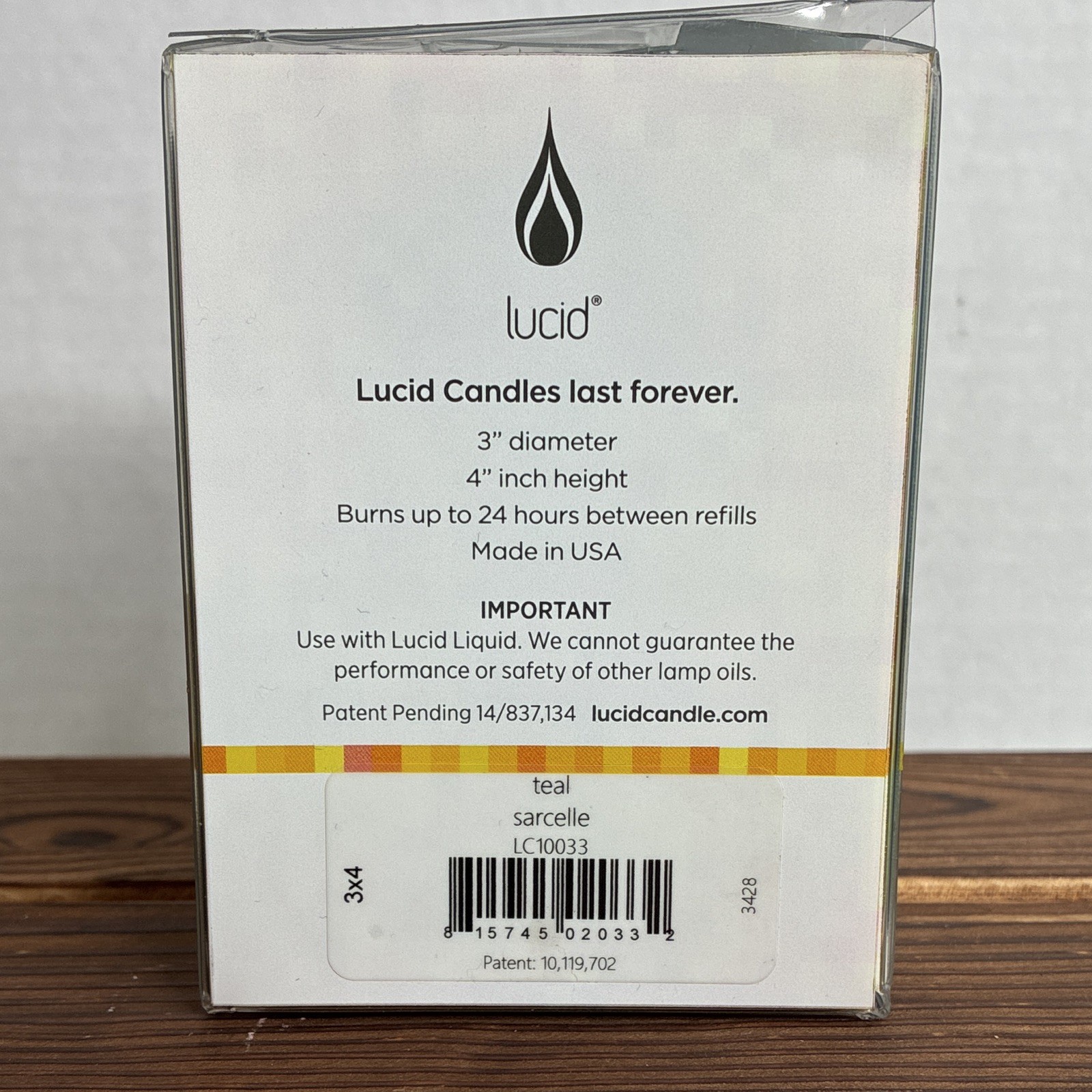 Lucid Refillable Teal Round Pillar Candle 3in x 4in Wax LC10033