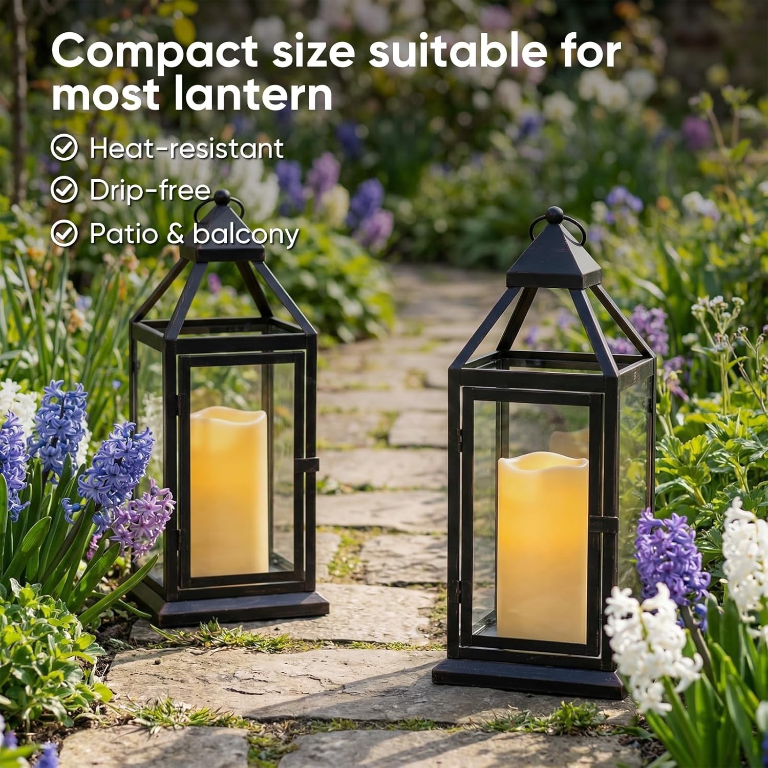 Flickering LED Pillar Candles Outdoor & Indoor Use – 2-Pack with Timer & Remote