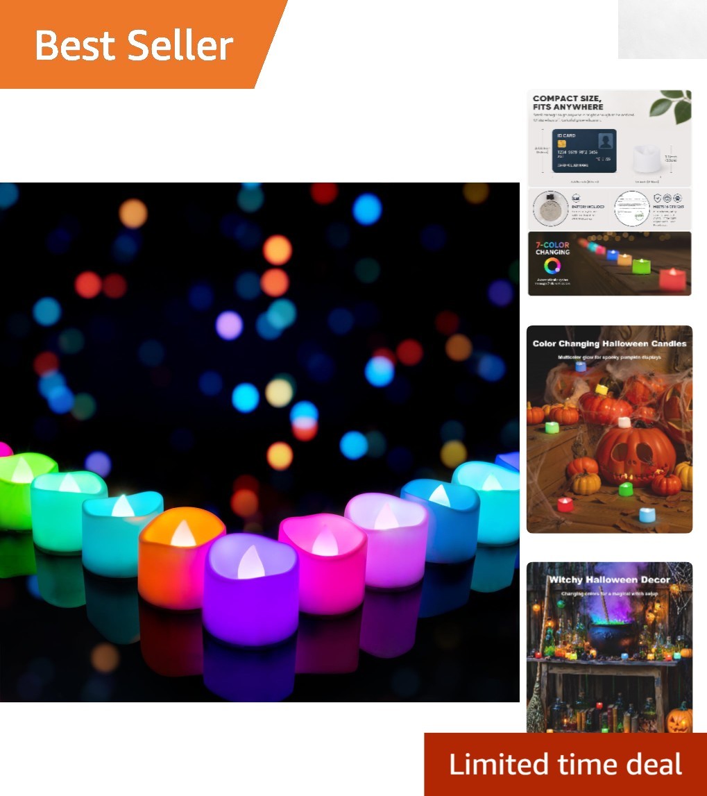 200+ Hour 12-Pack LED Tea Lights with Changing Colors – Indoor & Outdoor Use