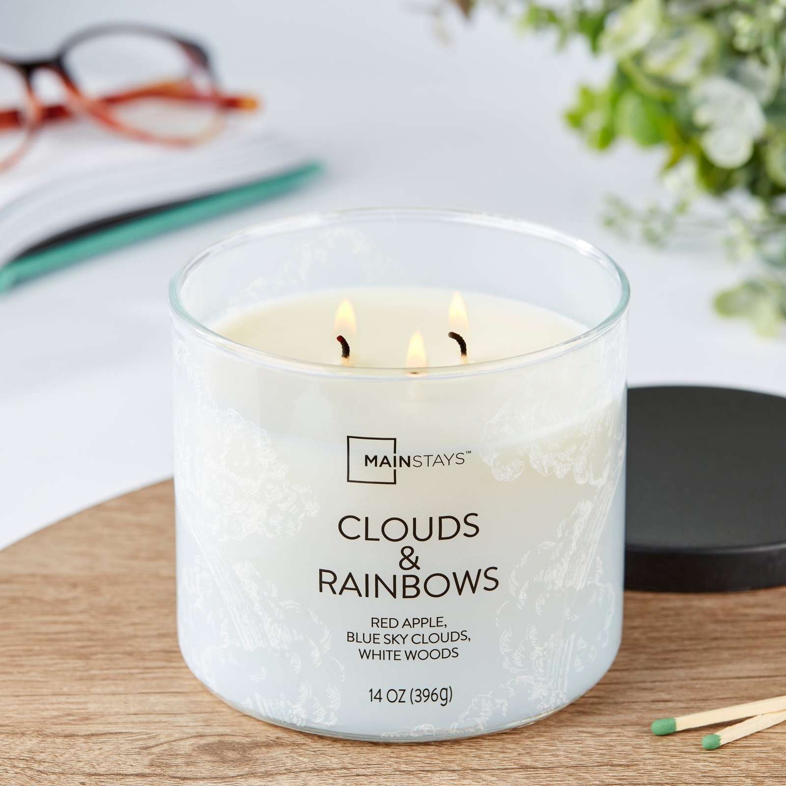 (4 pack) 3-Wick Wrapped Clouds & Rainbows Scented Candle, 14 oz