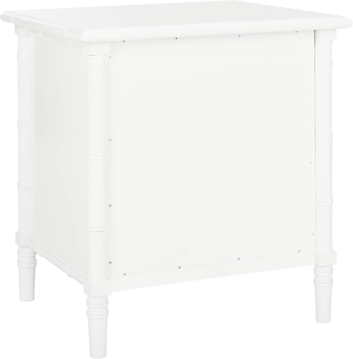 Mina Modern Coastal Bamboo Nightstand with 3 Drawers – 25″ White Finish