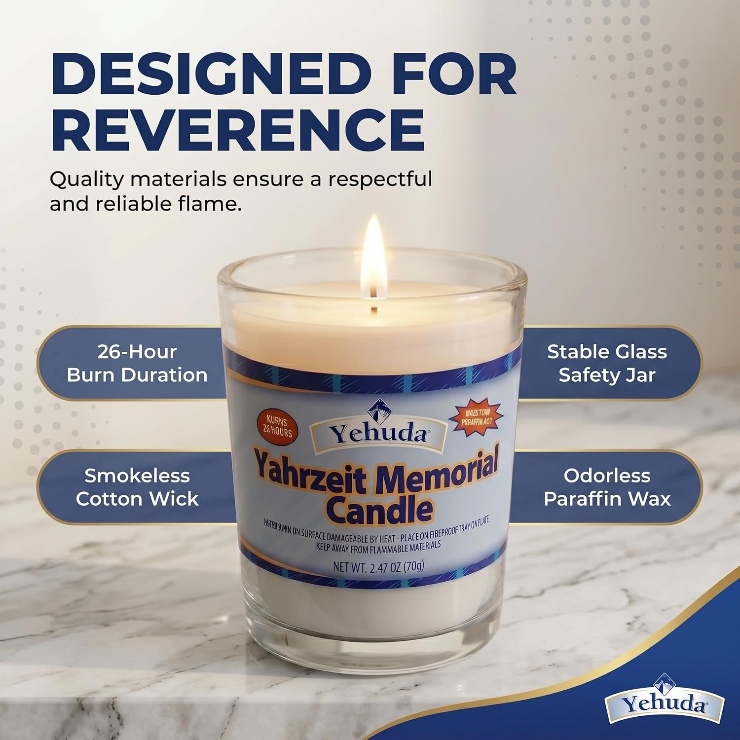 , Yahrzeit Memorial Candle, Glass Tumbler (24 Pack) 24 Hour Candles – Burns 26 H