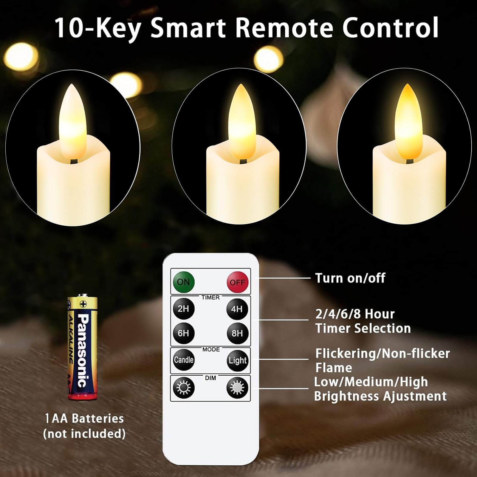 Upgraded Real Wax Short LED Flameless Taper Candles with Remote, 6 PCS Ivory …