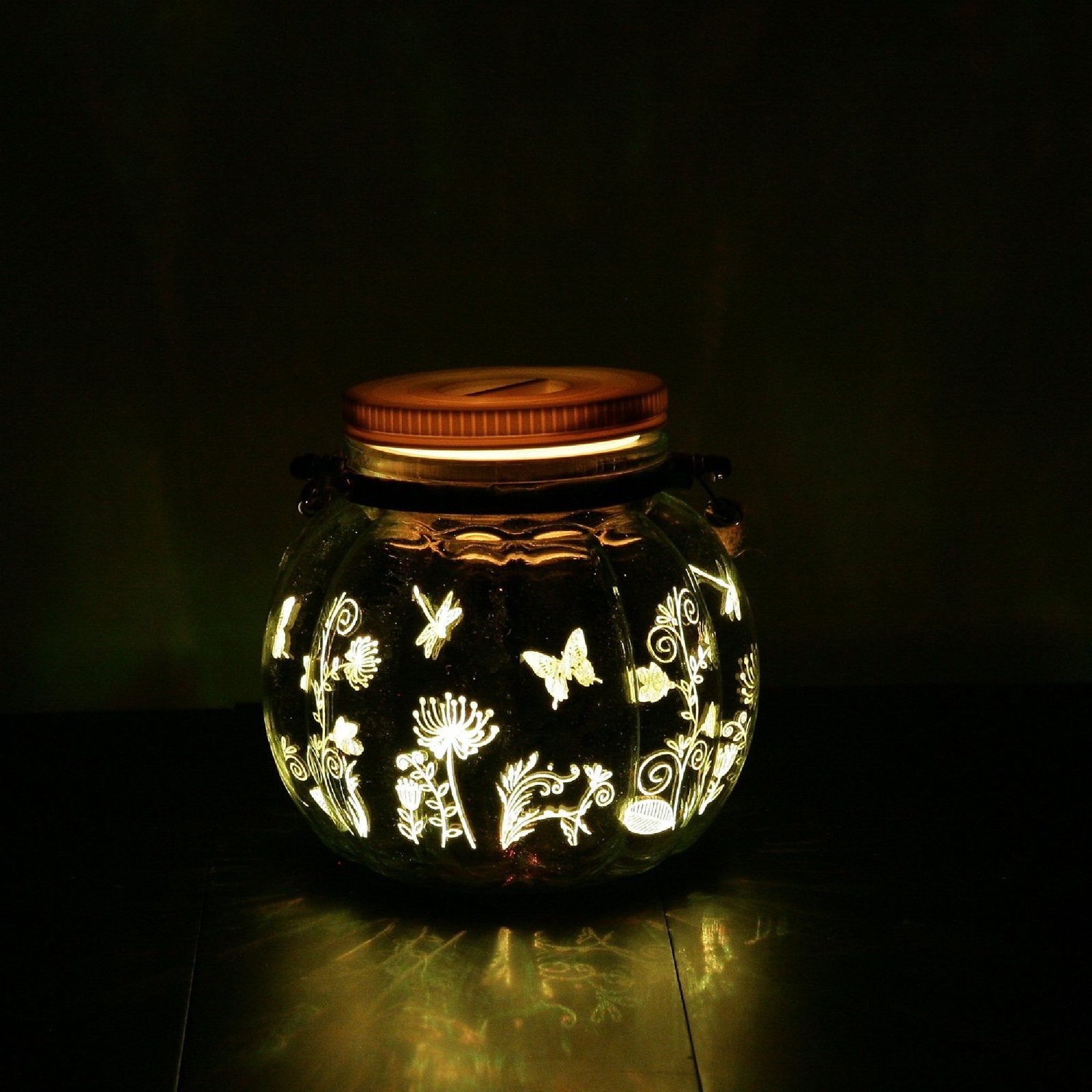 Butterfly Flower LED Color Changing Indoor/Outdoor Waterproof Jar Lantern