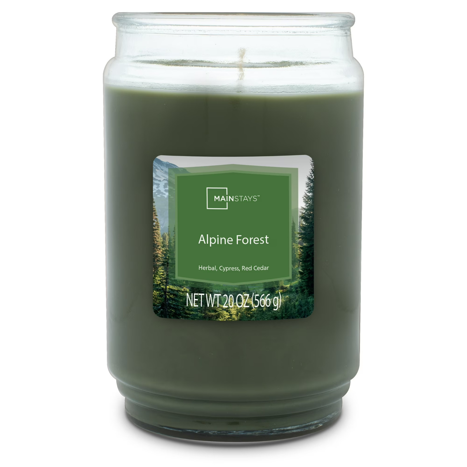 Mainstays Single-Wick scented Glass jar candle Alpine Forest 20oz…..