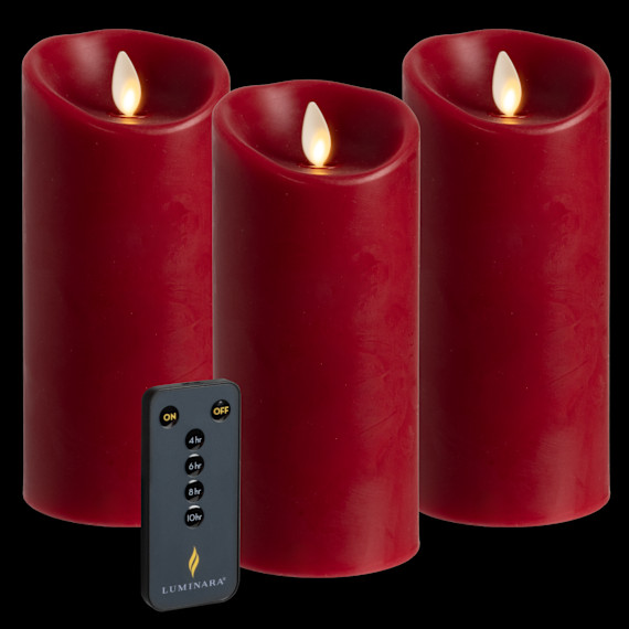 3-Pack: Luminara Flameless 6.5″ Pillar Candles with Remote