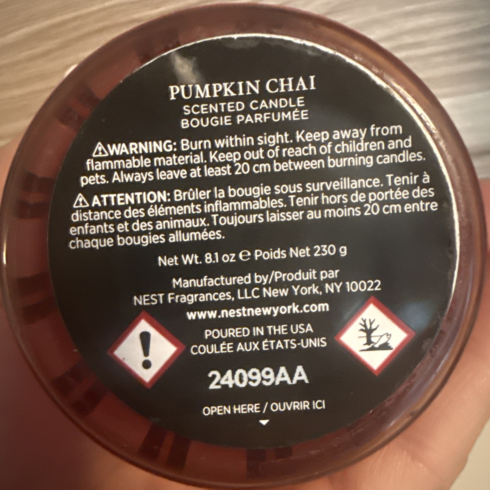 NEST Fragrances New York Pumpkin Chai Scented Candle 8.1 oz NO BOX