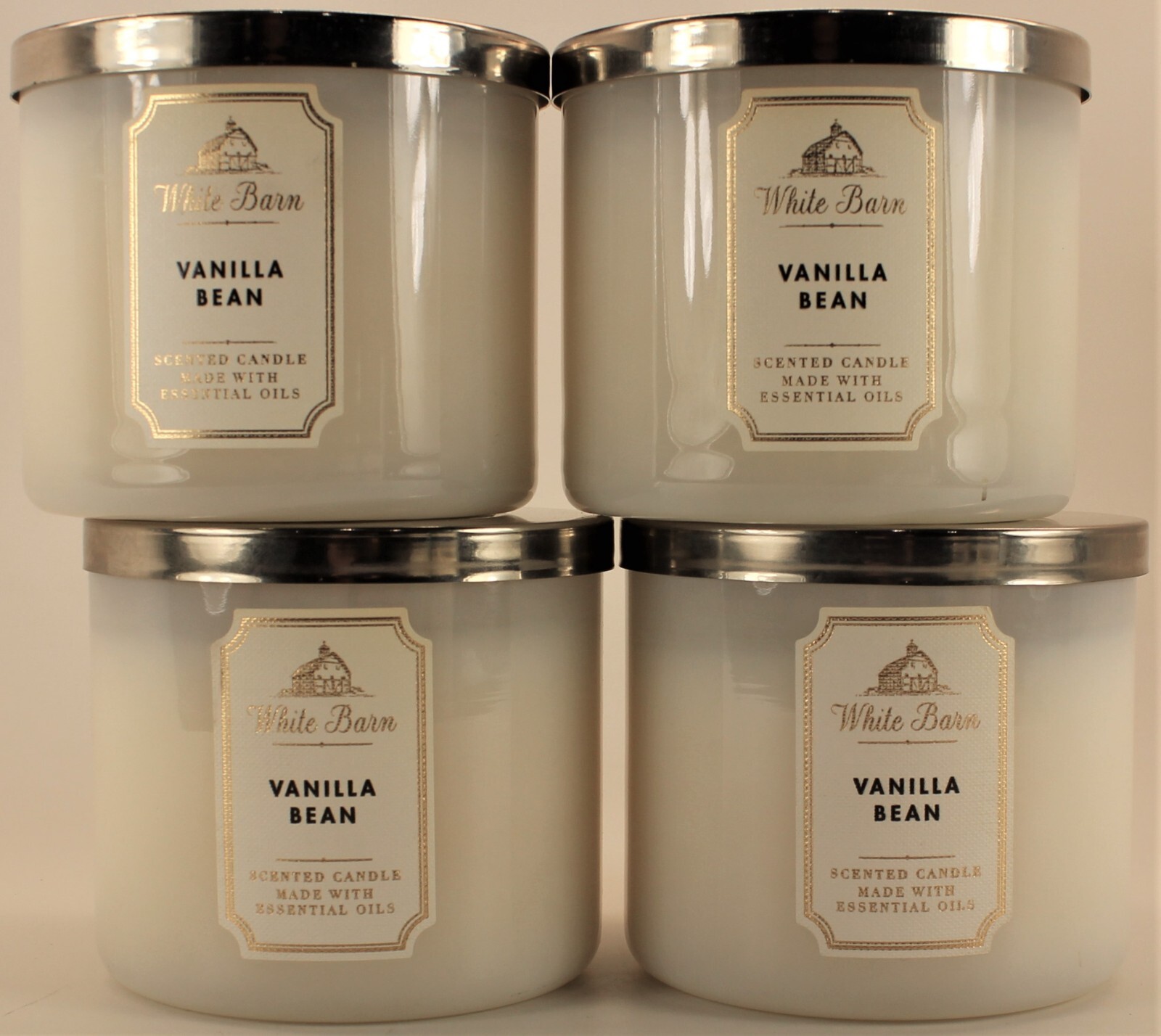 QTY 4 x Bath & Body Works VANILLA BEAN 3 Wick 14.5Oz Scented Candle Lot