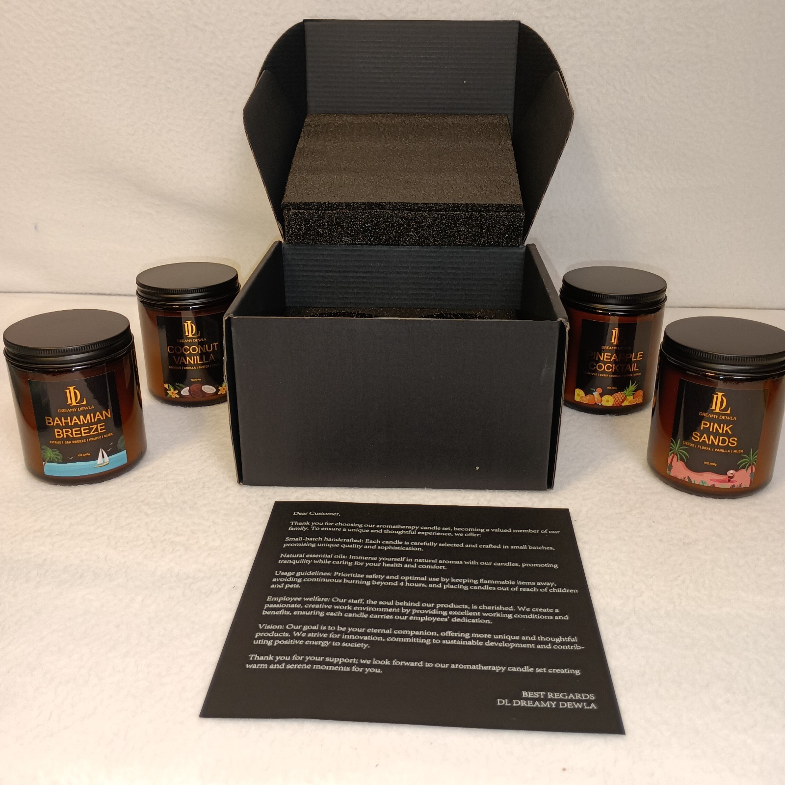 Dreamy Dewla 4 Pack 7oz Soy Scented Candles Jar Gift Set Home Fragrance