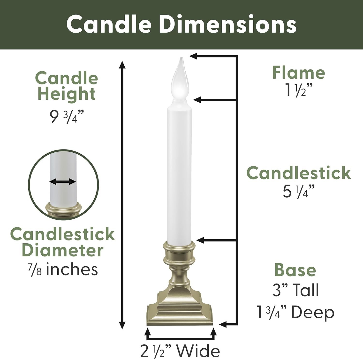 Bright LED Window Candles with Timer – Cordless & Stylish Pewter Finish – 4 Pack
