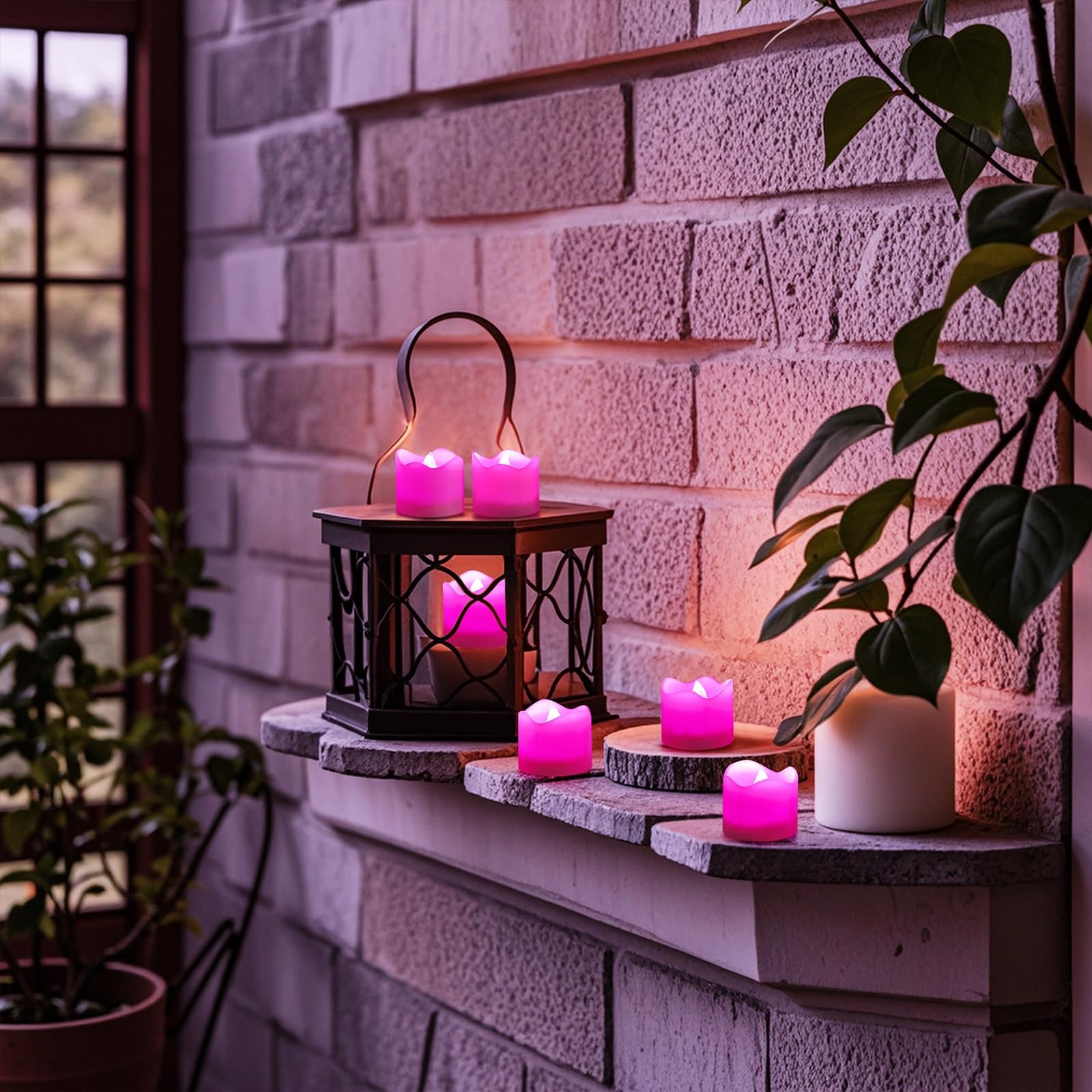 Remote Control Flameless LED Votive Candles Timer CR2450 Battery Pink 12 PCS