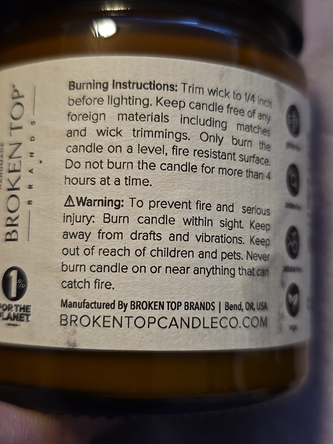 3 Broken Top ~ Pure Soy Wax Vegan Candle ~ 25 Hour Burn Time