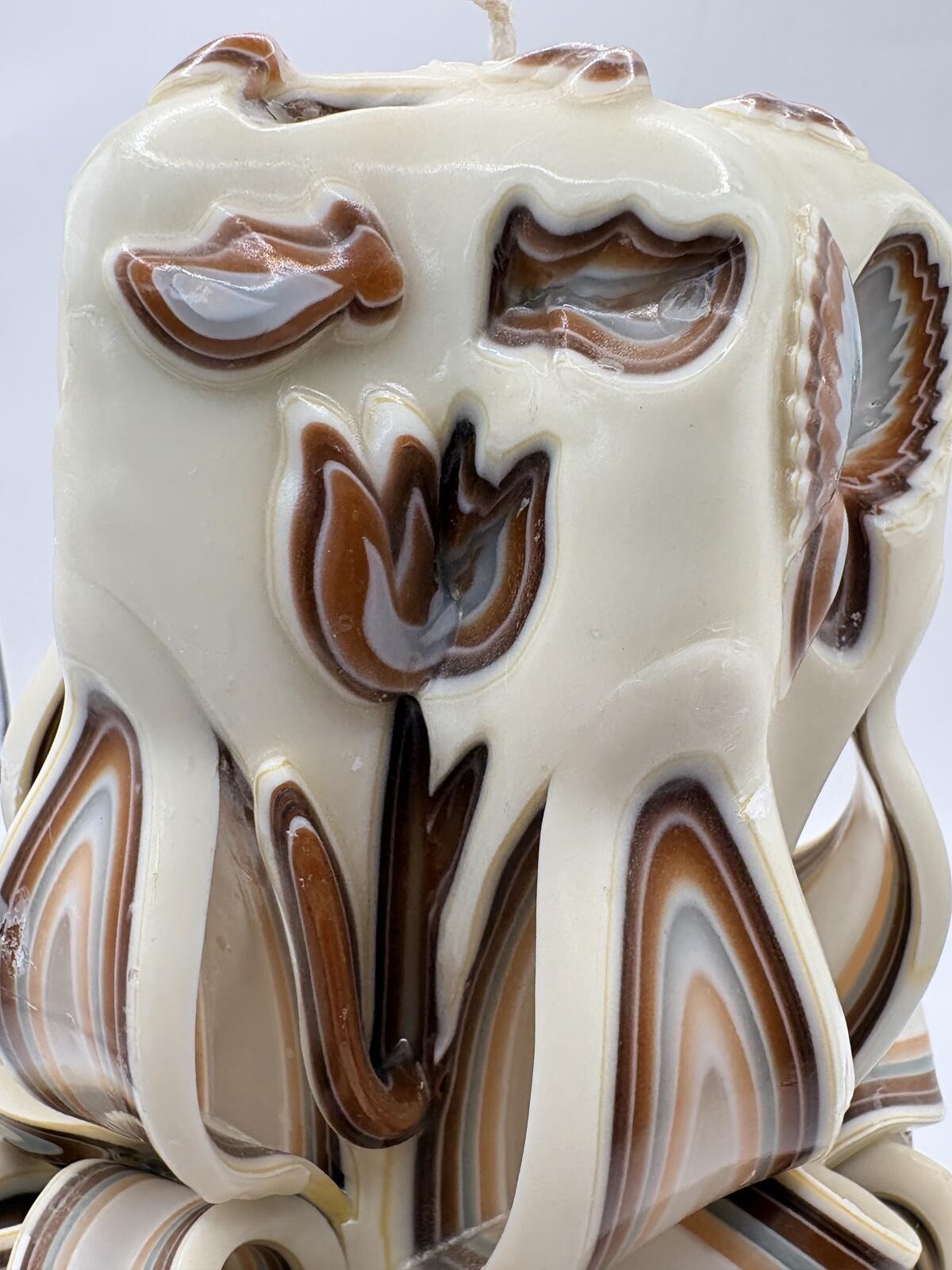 Hand Carved Layered Wax Candle Butterfly Floral Art Decor