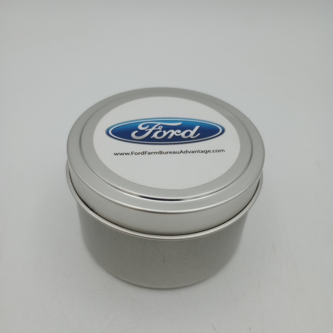 Ford Farm Bureau Advantage Pine Scented Wax Candle Tin Advertising Gift New
