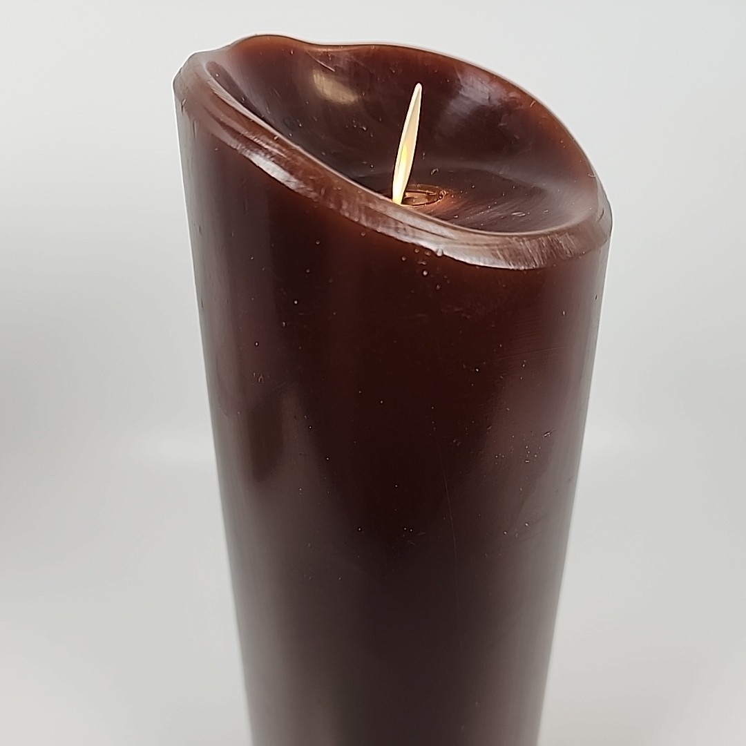 Luminara 8” Dark Brown Real-Flame Effect Candle w/Remote Control