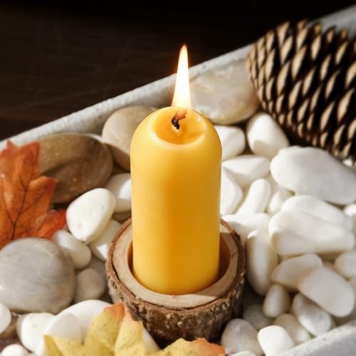 15 Pack Beeswax Pillar Candles – Yellow, 3.5″ Long Burning, Dripless Emergency C