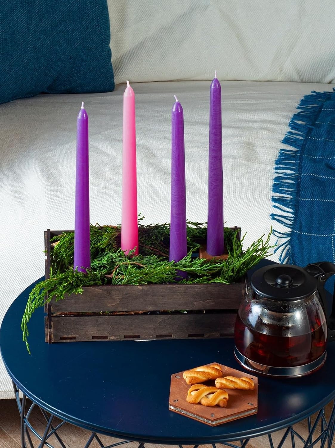 12 Inch Advent Taper Candles Set of 4 – Long Burning Dripless Unscented Taper…