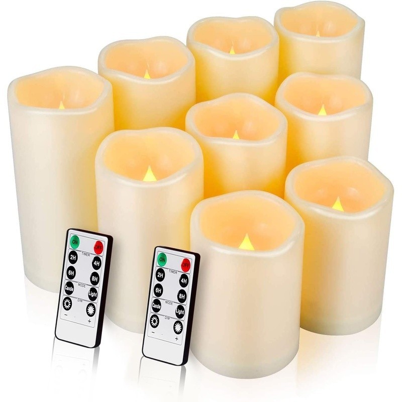 Realistic Flameless LED Candles Outdoor Waterproof W/ Remote Timer Home Decor US