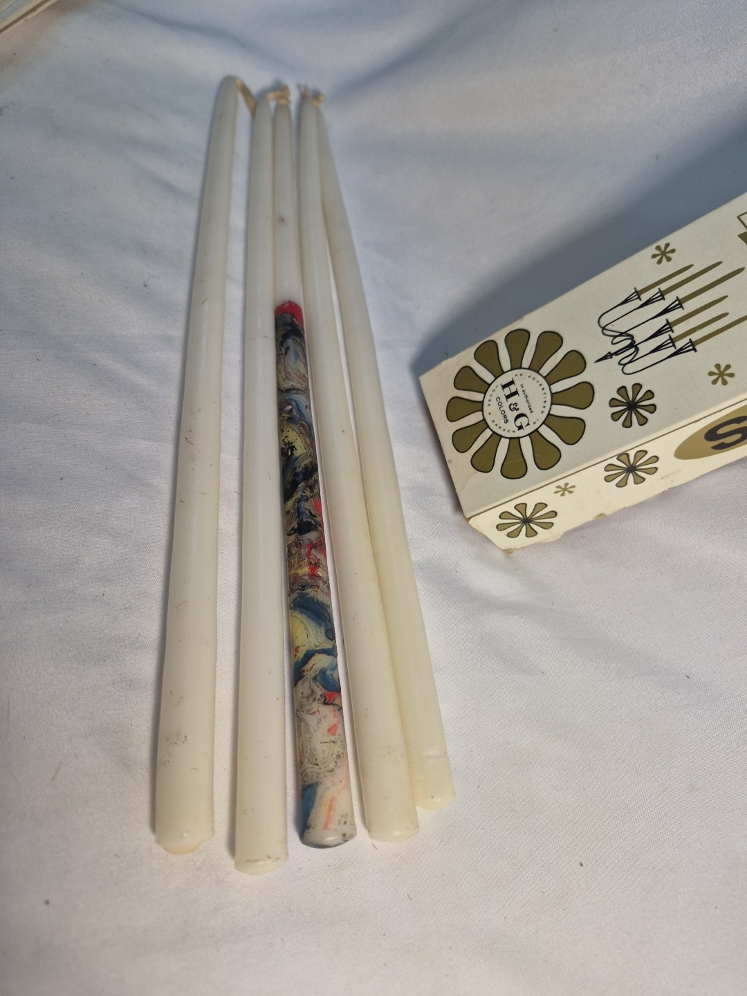 5- VTG Emkay Candles Muench Kreuzer Swedish Style Tiny Lights 10″ White #6251