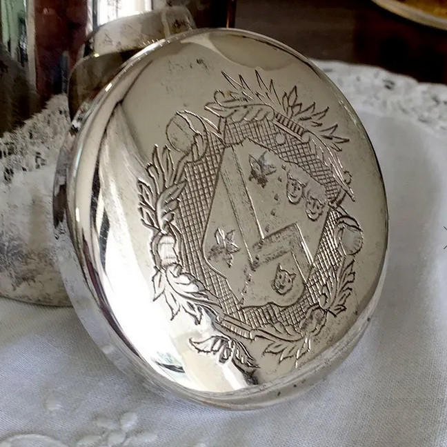 1890s Swedish Art Deco Nouveau Brass Silver Plated with Candle
