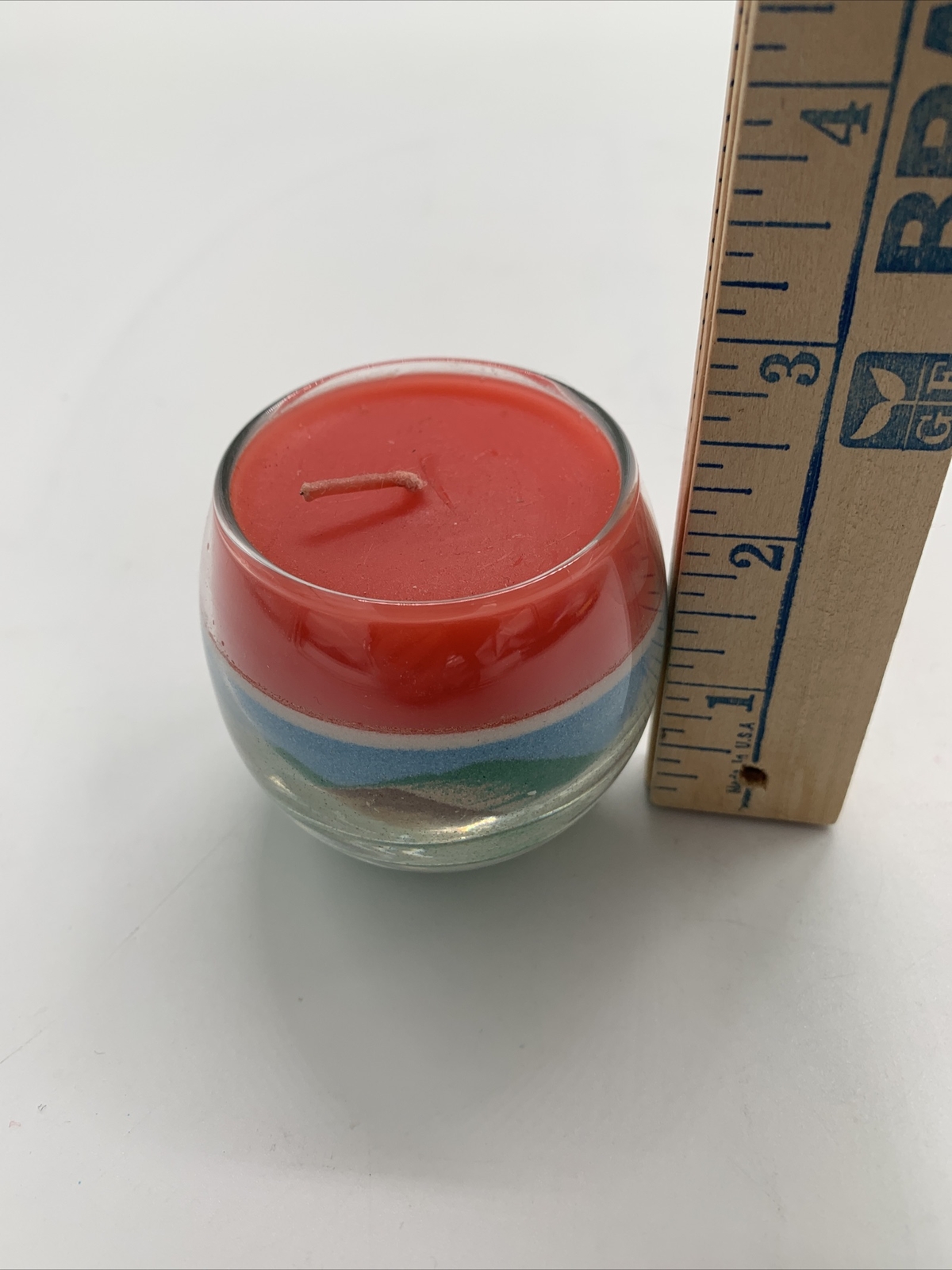Handcrafted Sand Art Candle by Rainbow Way Ltd New Mexico Made in the USA 2.25”