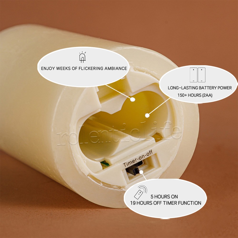 Set of 6 Luminara Flameless Pillar Wax Votive Candles w/Remote Moving Wick