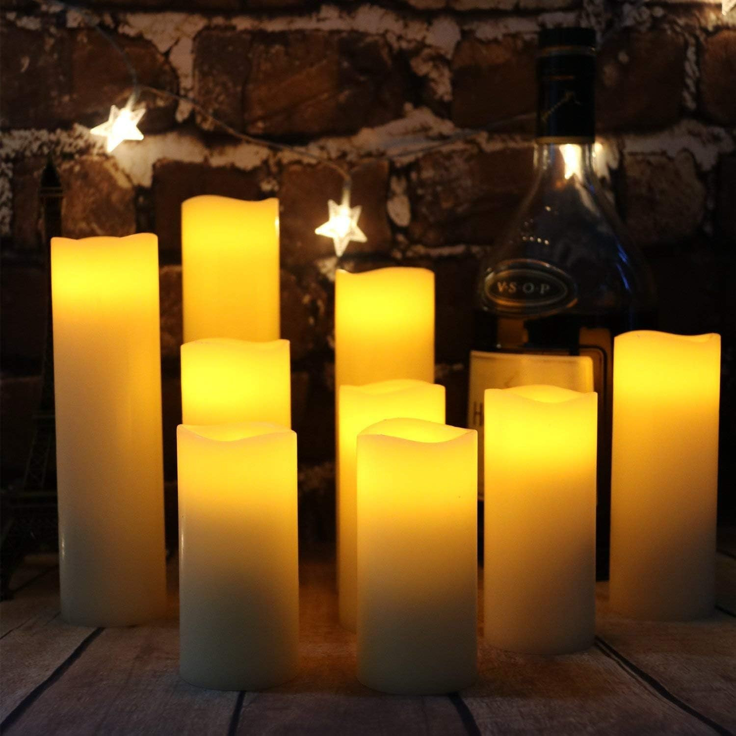Flameless Candles Led Candles Pack of 9 (H 4″ 5″ 6″ 7″ 8″ 9″ X D 2.2″) Real Wax