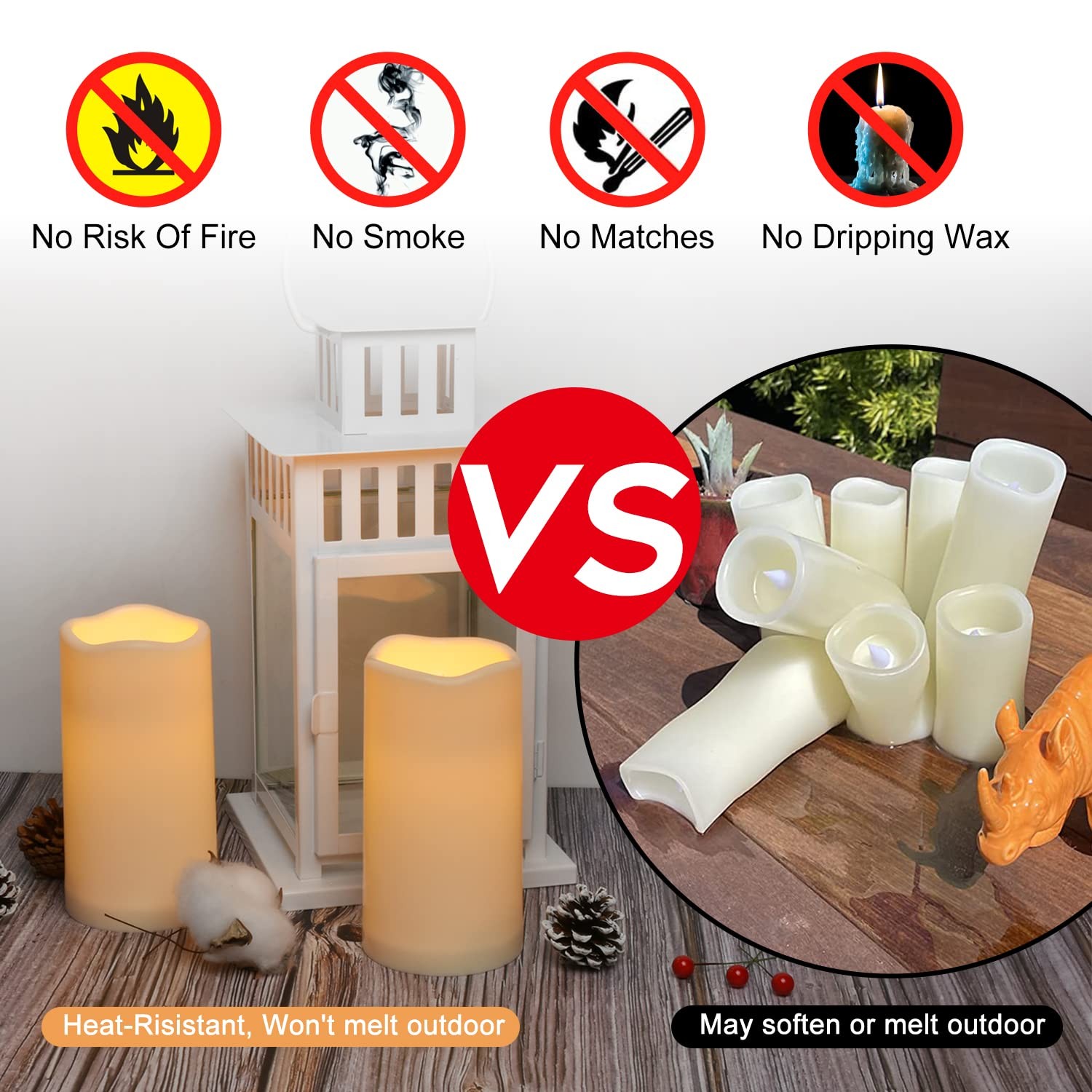 Waterproof Flameless Candles With Remote Outdoor Indoor Battery Operated Candles