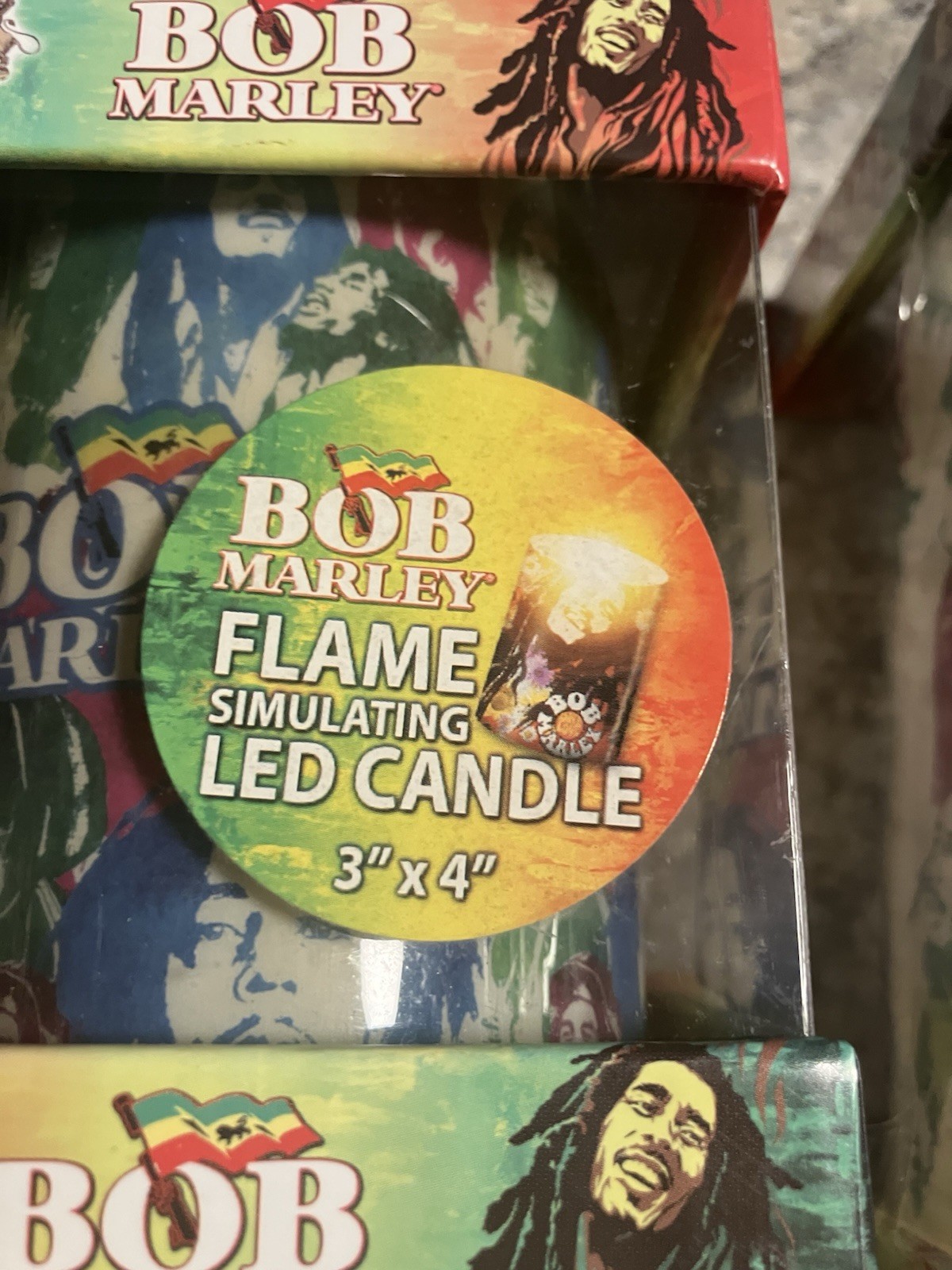 Set Of Two Battery Operated Flicker Flame Bob Marley Candles New