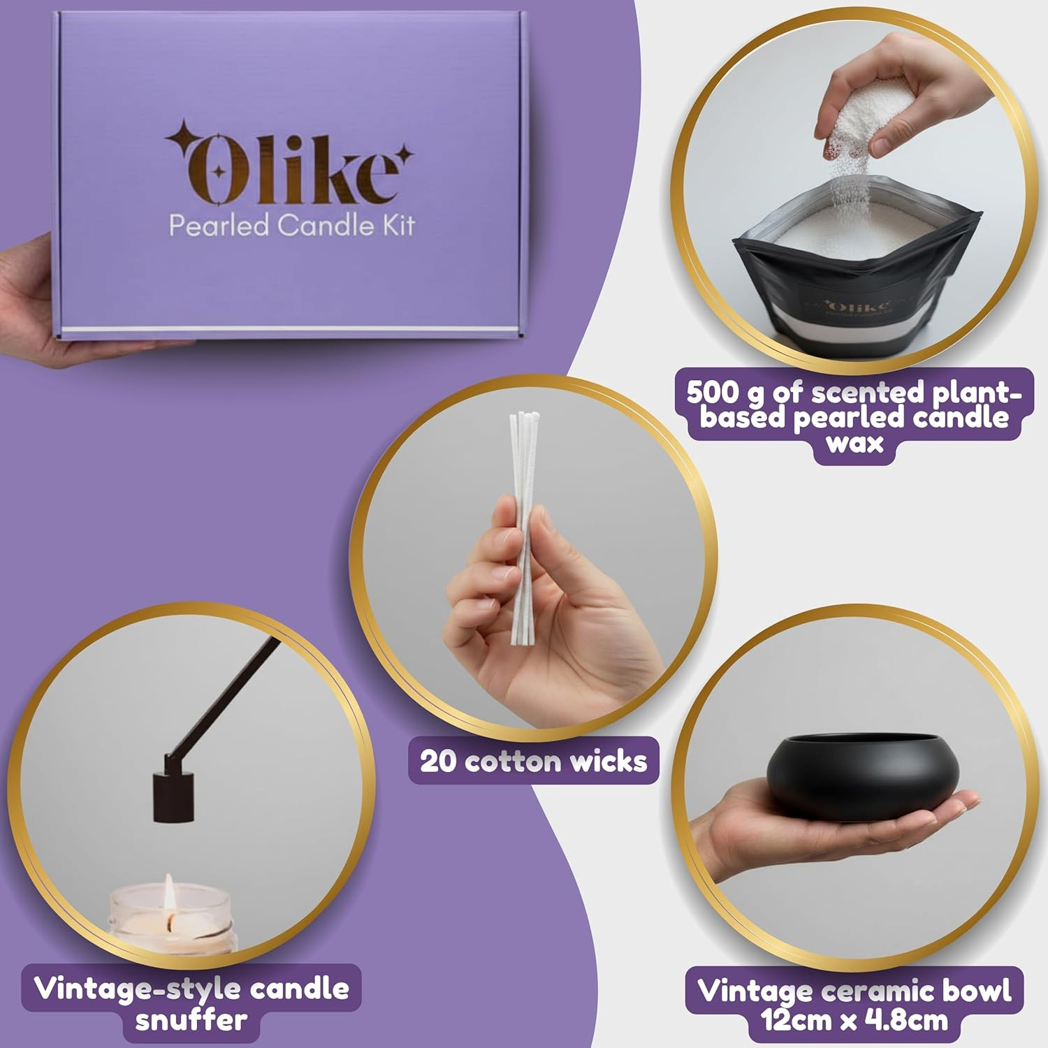 Olike – Sand Candles with Wicks – 500g Pearled Candle Sand Wax for DIY Candles –