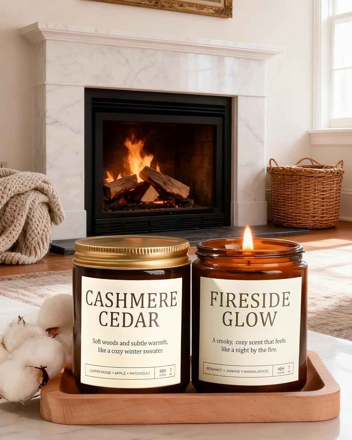 Men’s Candle Gift Set, 4 Pack Crackling Wood Wick Soy Scented Candles, 36oz M…