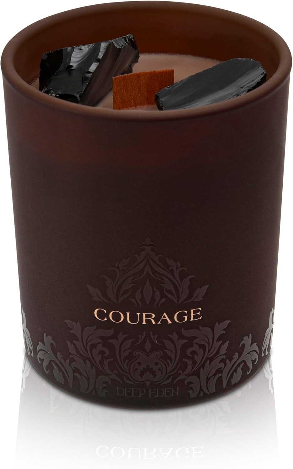 Luxury Forest Mahogany Empowerment Candle with Black Tourmaline Crystals – 7.4oz