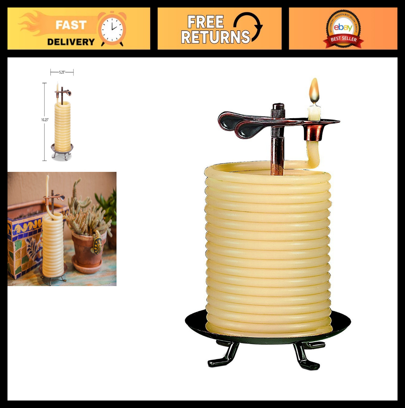 Eco-Friendly 80-Hour Vertical Beeswax Candle with Cotton Wick – Natural & Long-L