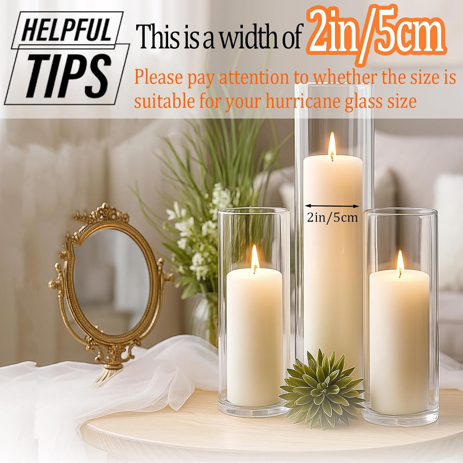 18 Pcs Ivory Pillar Candles Bulk Set，2X3 2X6 2X8 Inch – 12 Each Size，Hurricane C