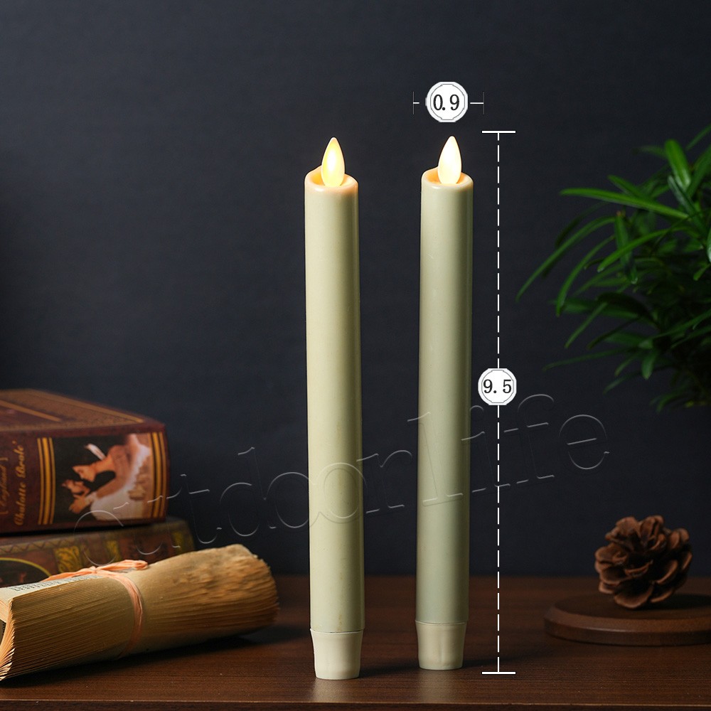 Set of 4 Luminara Flameless Wax Taper Candles w/Moving Flame Remote Ivory 9.5″